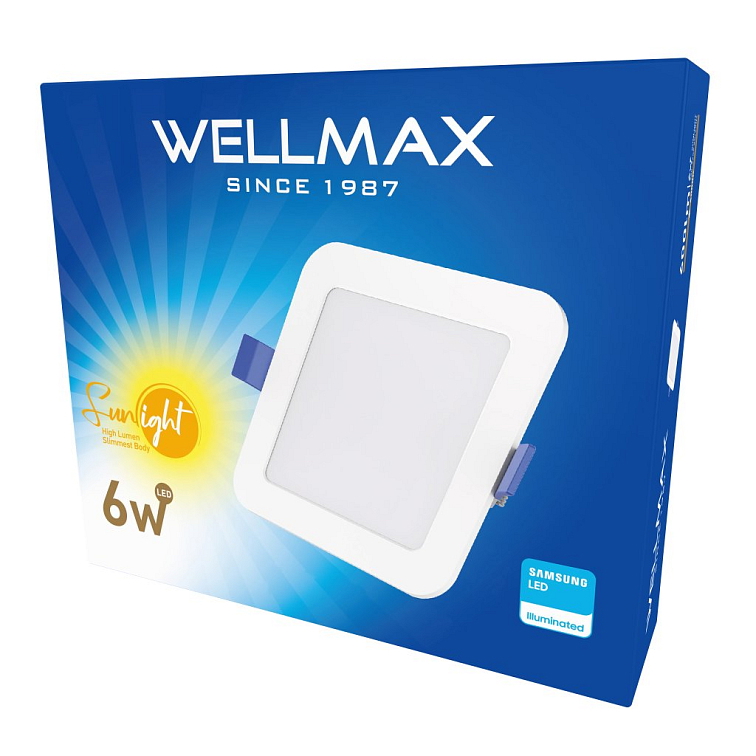LED panel Wellmax 6W štvorec - Neutrálna biela