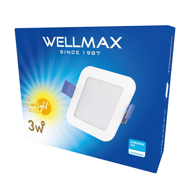 LED panel Wellmax 3W štvorec - Neutrálna biela