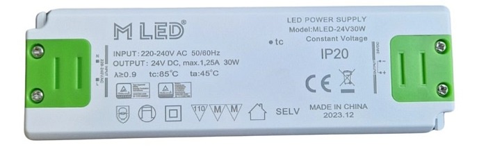 LED napájací zdroj 30W, 24V - nábytkový