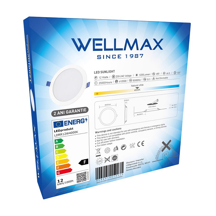 LED panel Wellmax 12W kruh - Neutrálna biela
