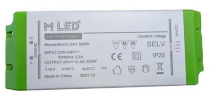LED napájací zdroj 320W, 24V - nábytkový
