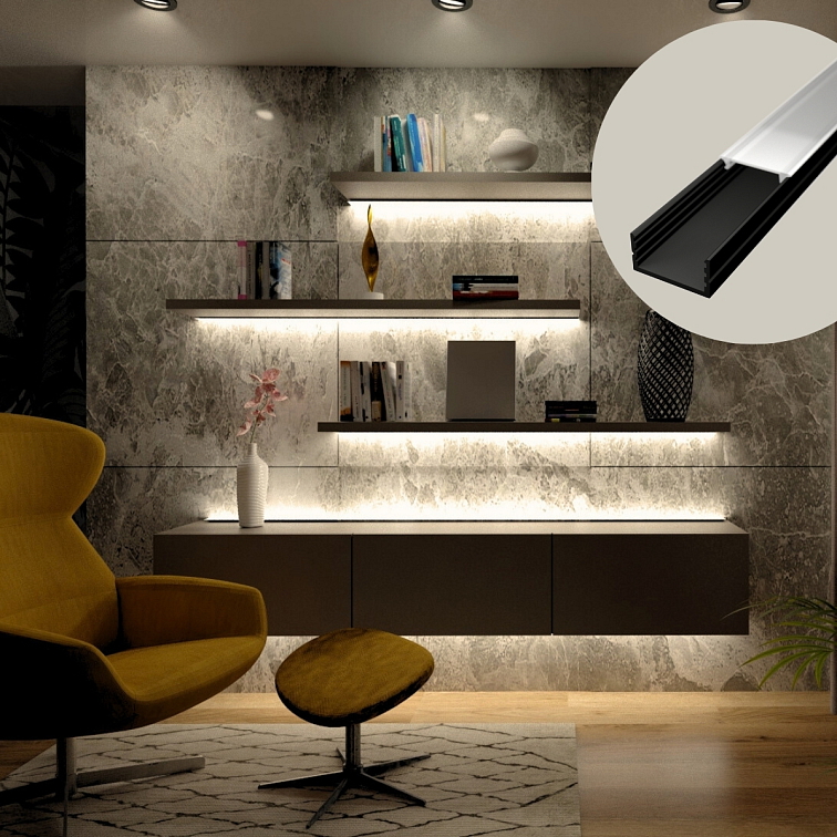 LED lišta povrchová S10 čierna