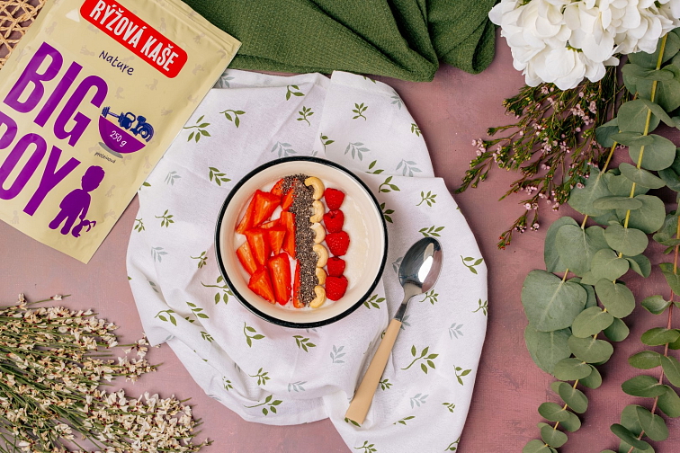 BIG BOY Rýžová proteinová kaše Nature, 250 g, Eko varianta