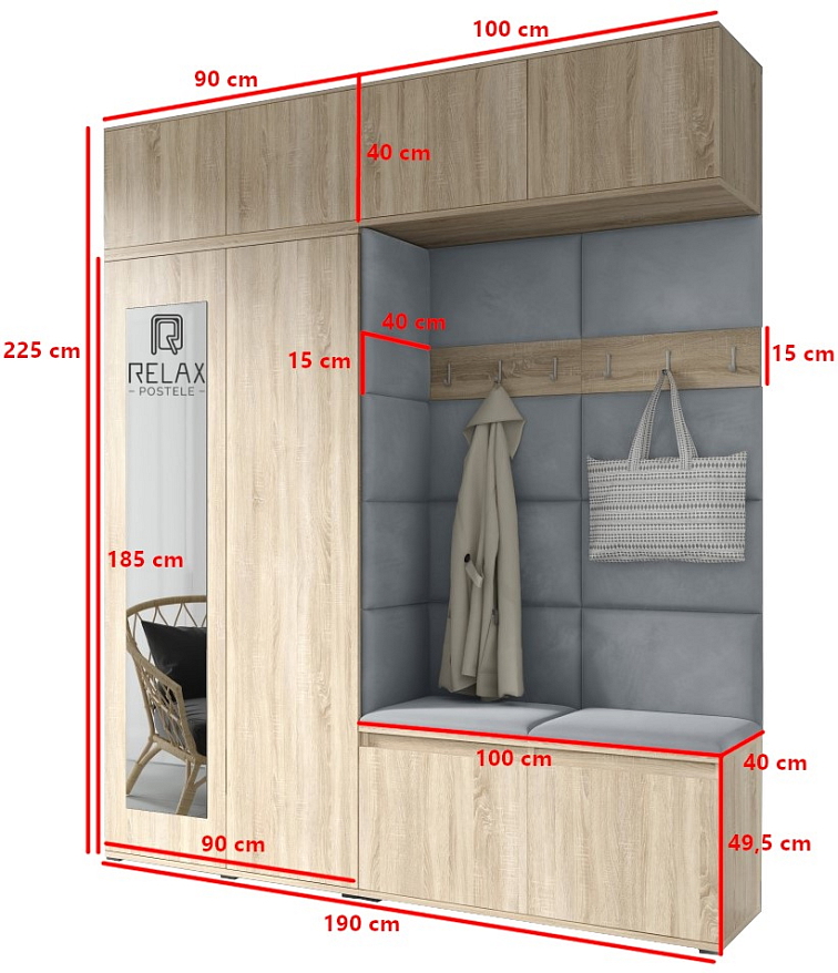 Předsíňová stěna Emi 16 - sonoma