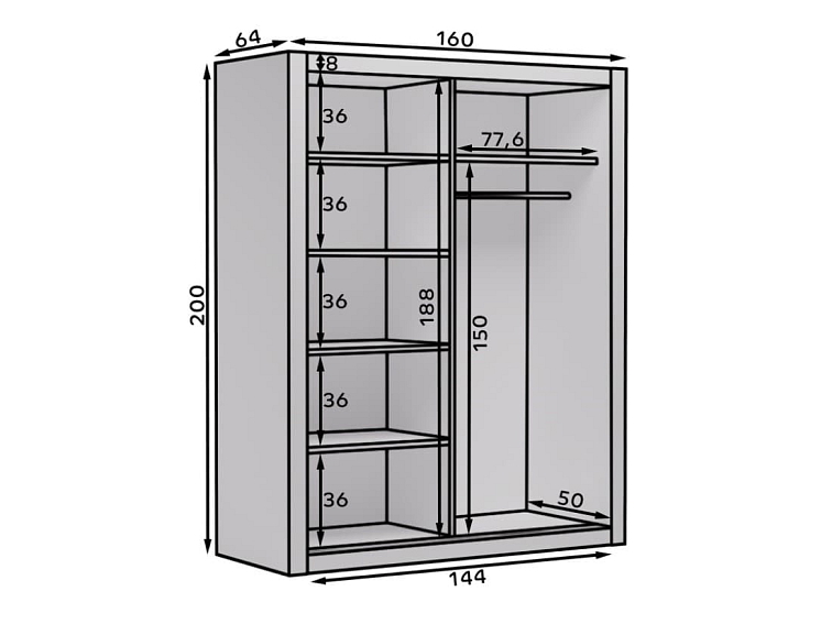 Šatní skříň s posuvnými dveřmi Modi - 160 cm