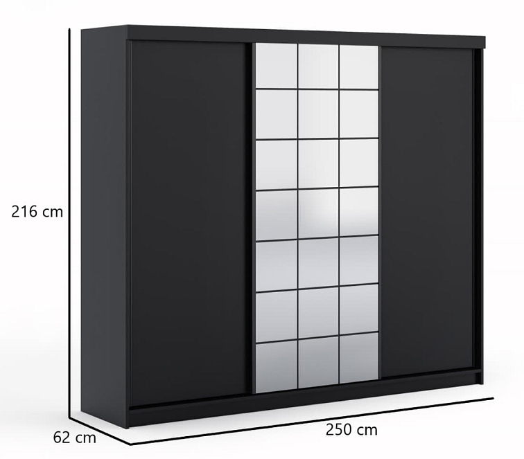 Šatní skříň s posuvnými dveřmi 250 cm - Linn