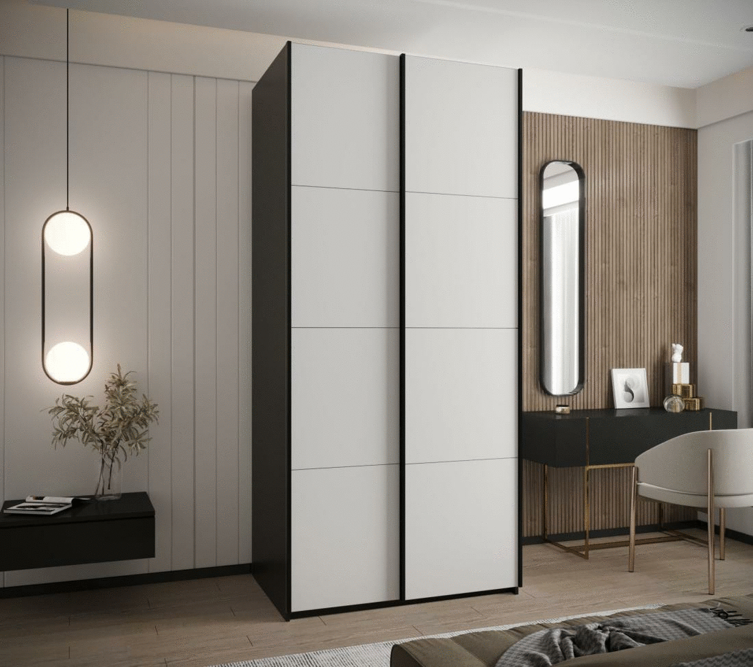 Bílá šatní skříň s posuvnými dveřmi Lux 1 - 100 cm