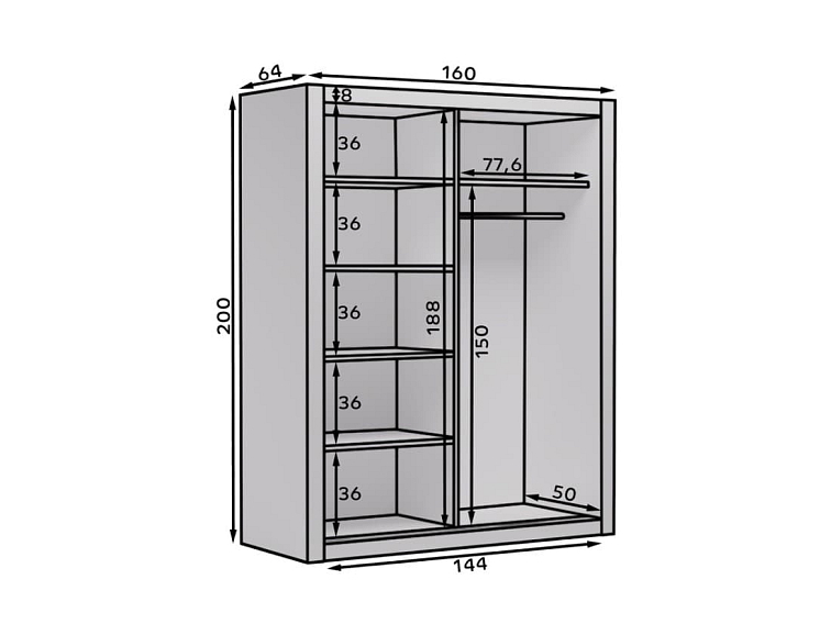 Šatní skříň s posuvnými dveřmi Morell - 160 cm