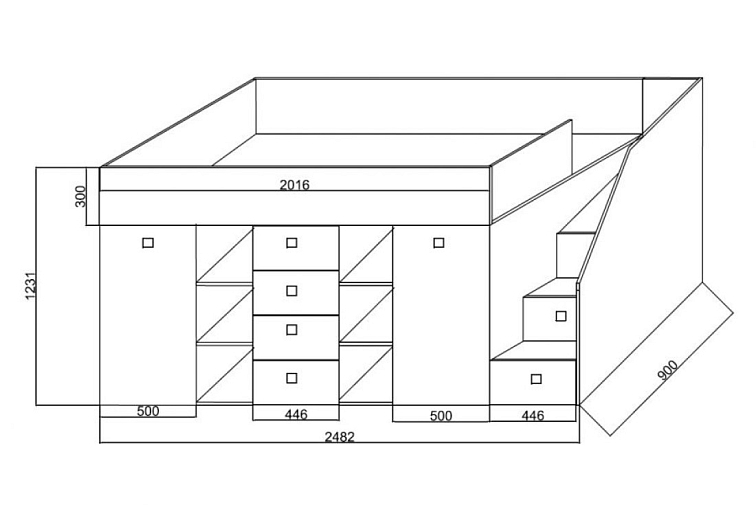 Zvýšená multifunkční postel Kony 3