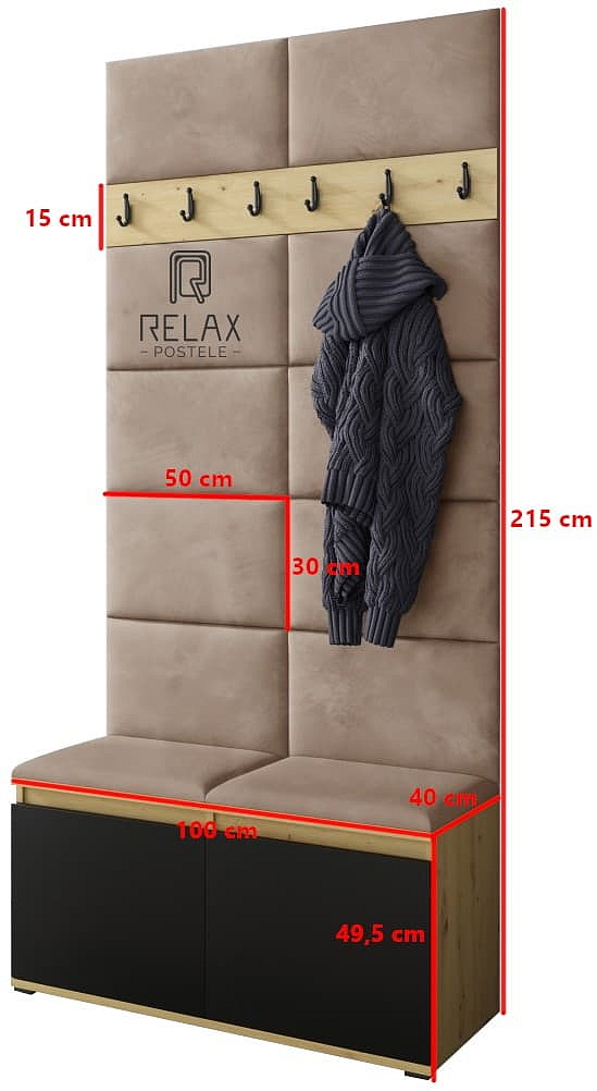 Předsíňová stěna Emi 1 - dub/černá