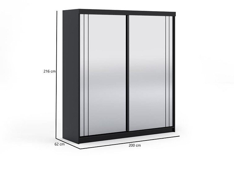 Šatní skříň s posuvnými dveřmi 200 cm - Smart