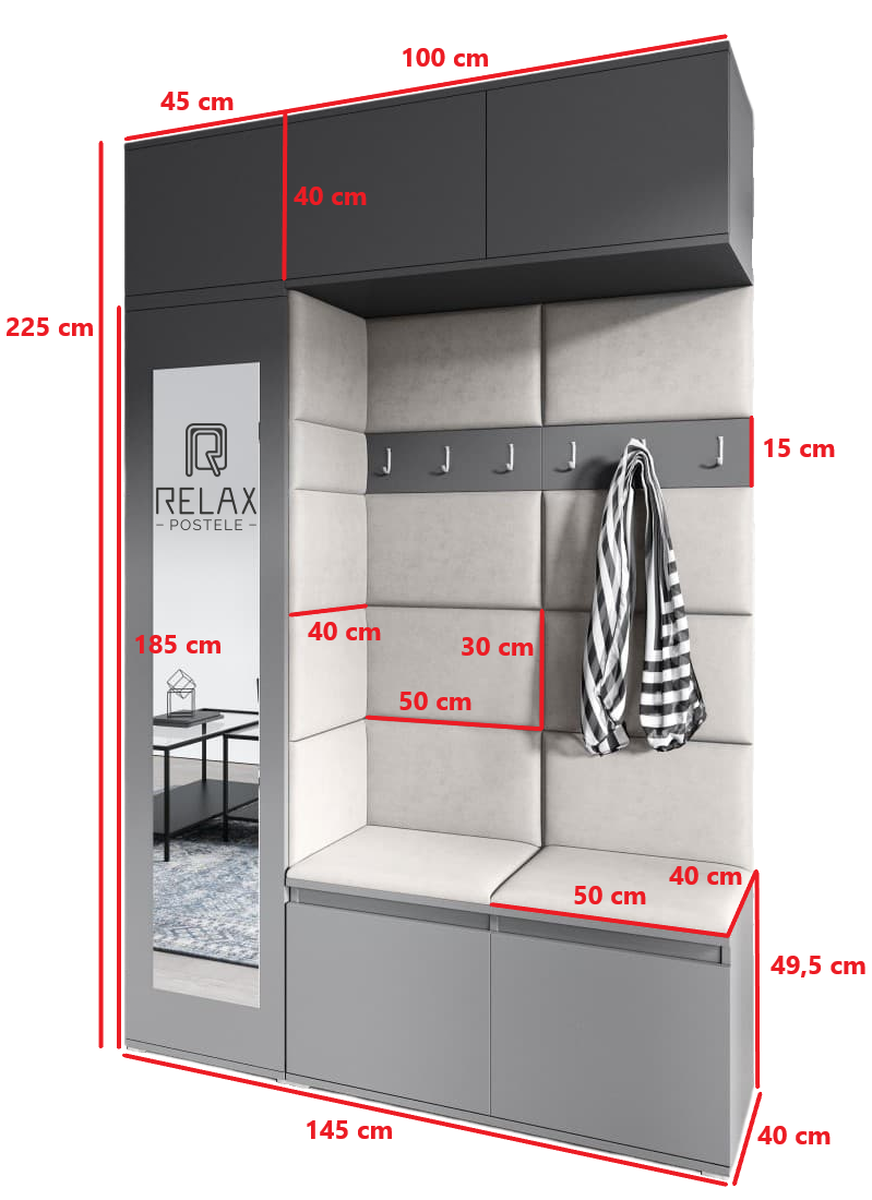 Předsíňová stěna Emi 21 - grafit