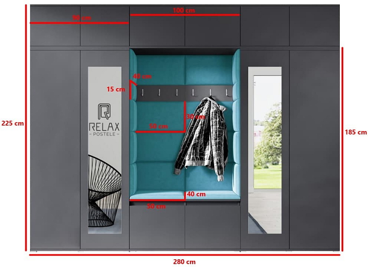 Předsíňová stěna Emi 17 - grafit