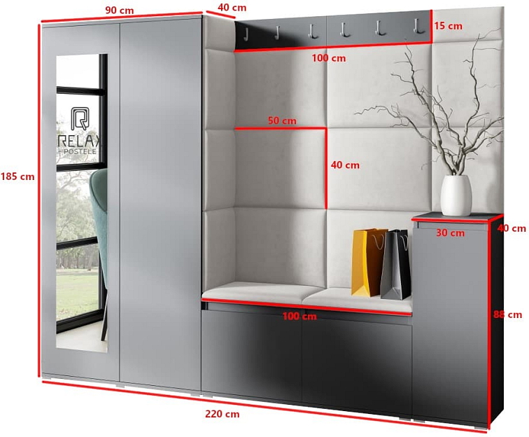 Předsíňová stěna Emi 27 - grafit