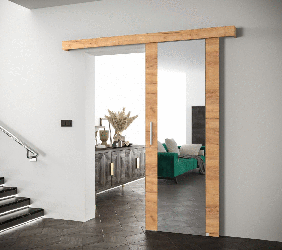 Posuvné dveře se zrcadlem Salwador II 90 cm - dub Craft