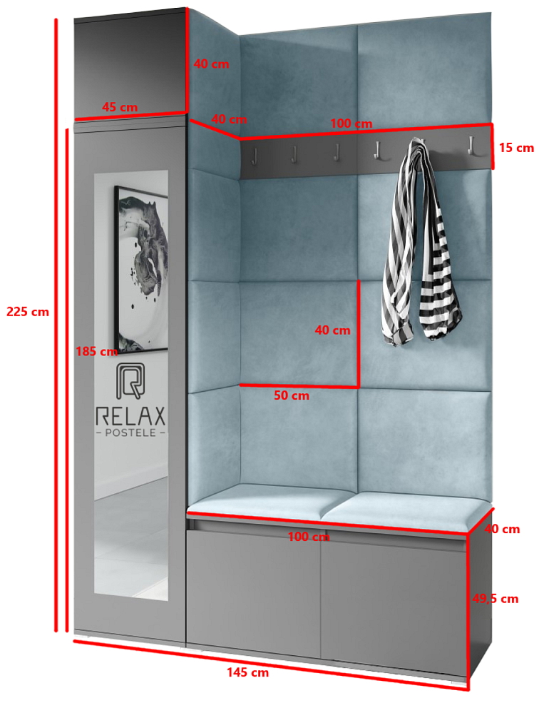 Předsíňová stěna Emi 22 - grafit