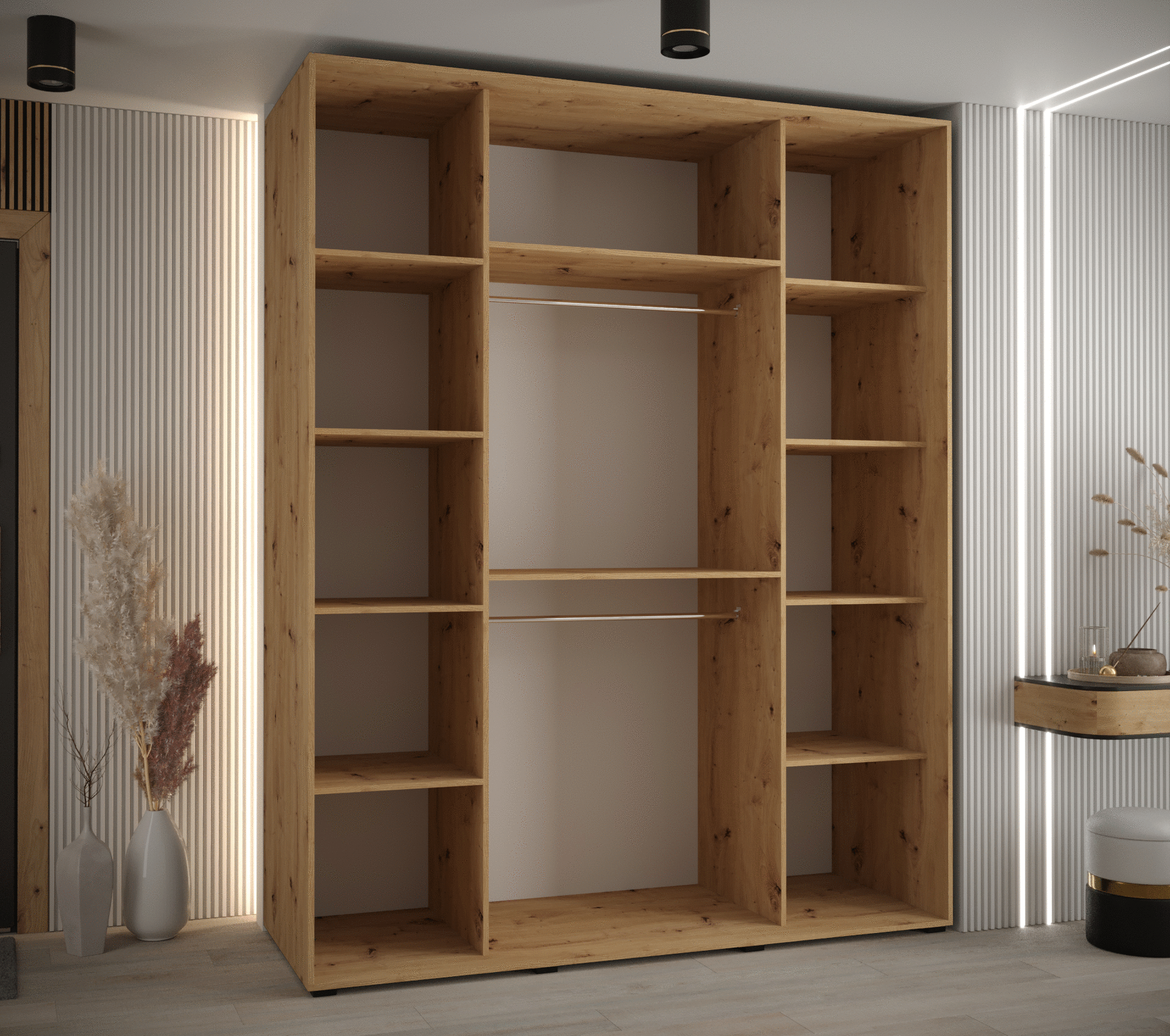 Šatní skříň se zrcadlem a posuvnými dveřmi Lanko - 200 cm