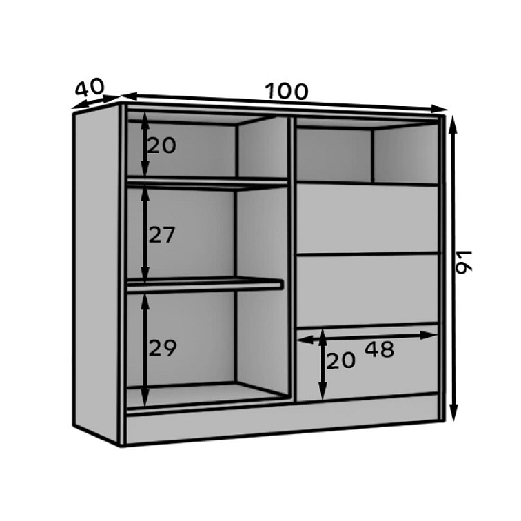 Komoda 100 cm Atson - dub/šedá
