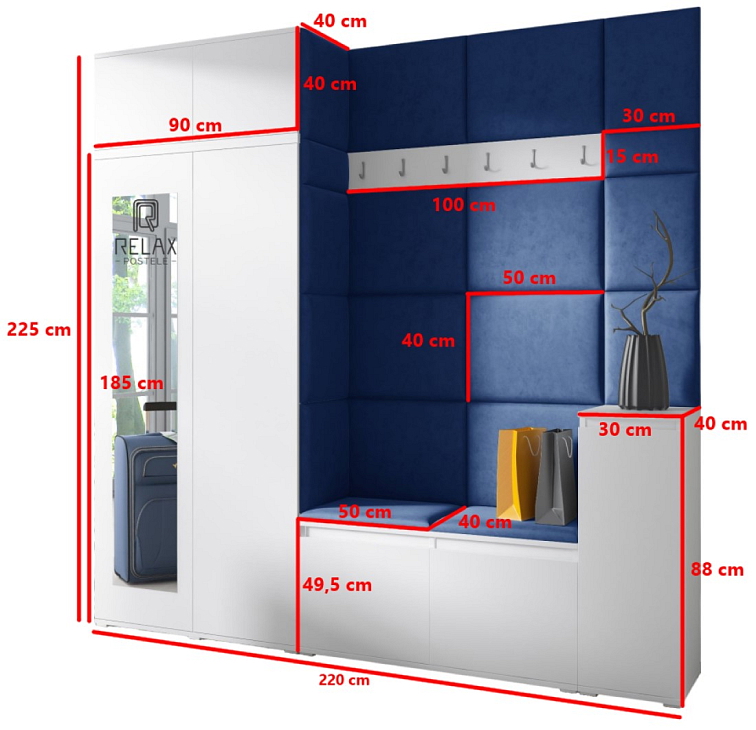 Předsíňová stěna Emi 26 - bílá