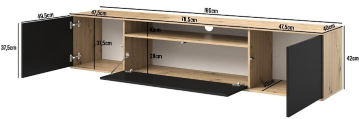Závěsný TV stolek Logan 180 cm - dub Artisan