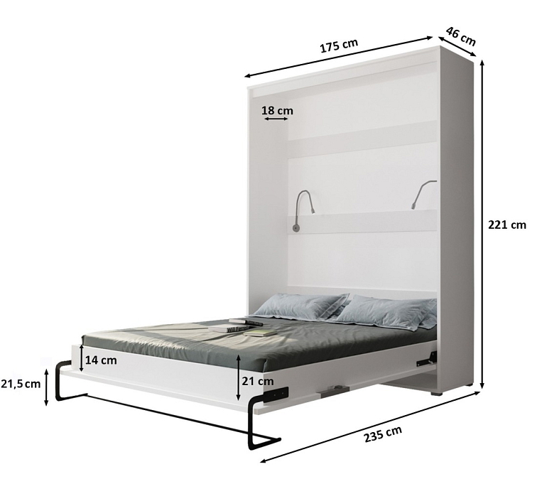 Sklápěcí postel Home vysoká - 160x200