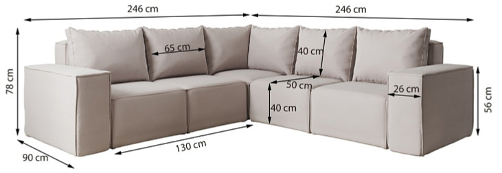 Rohová sedací souprava Lea - Černá 135