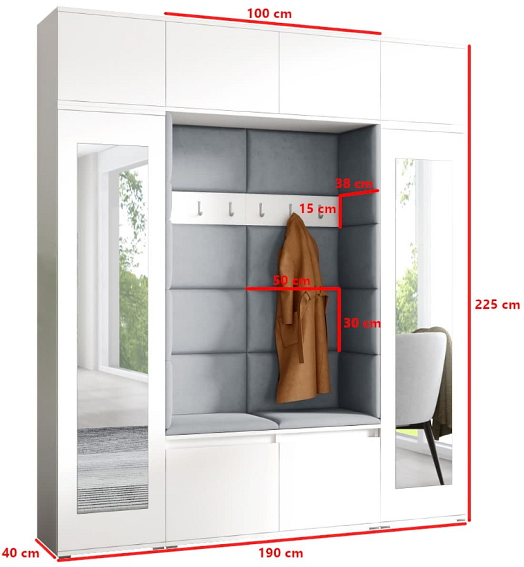 Předsíňová stěna Emi 32 - bílá