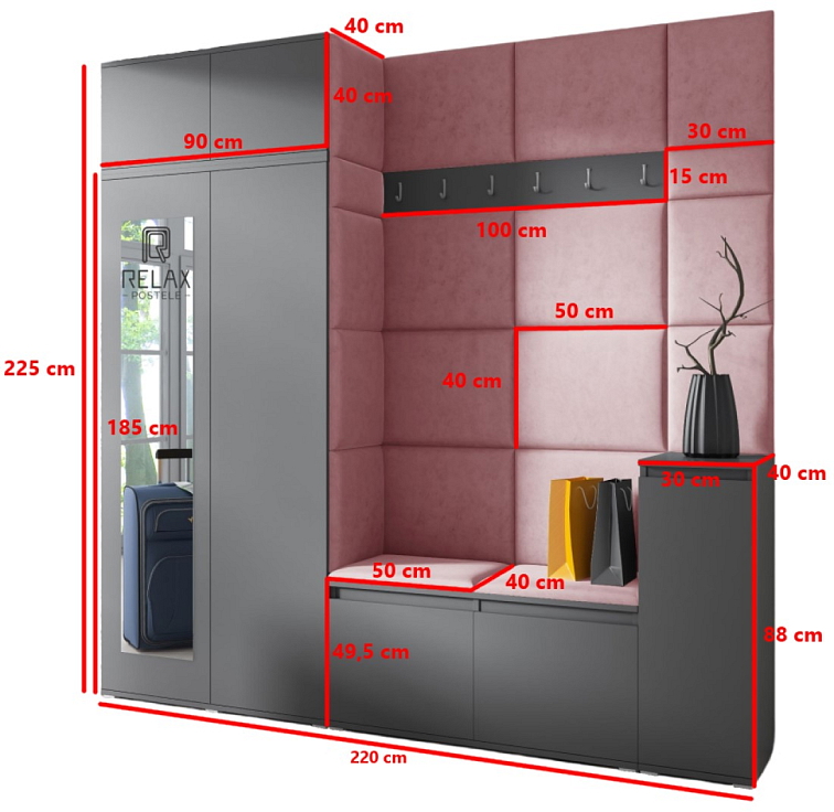 Předsíňová stěna Emi 26 - grafit