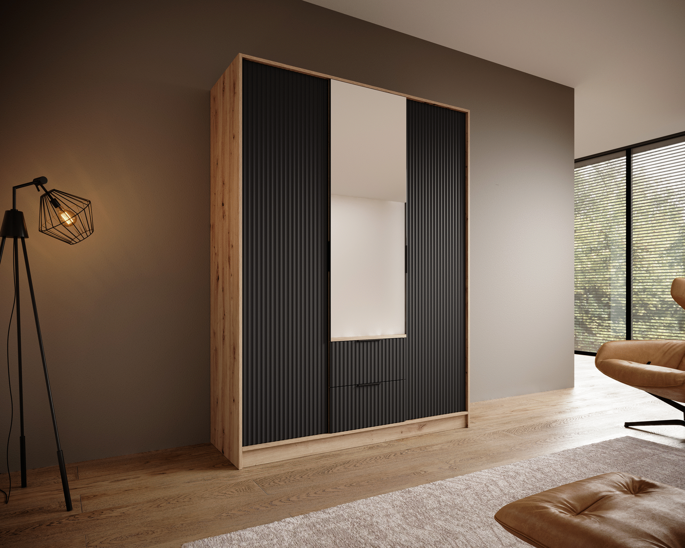 Šatní skříň se zrcadlem 150 cm - Norel