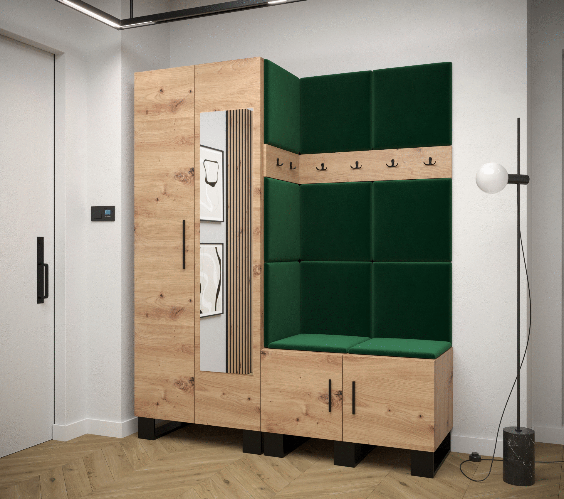 Předsíňová stěna se zrcadlem Artin 14 - dub Artisan