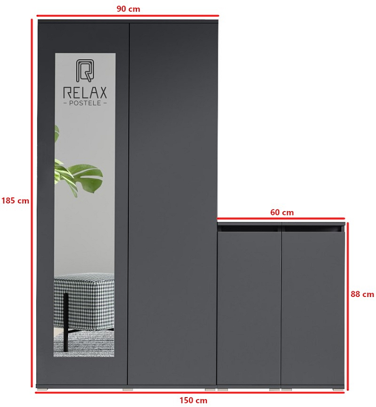 Předsíňová stěna Emi 24 - grafit