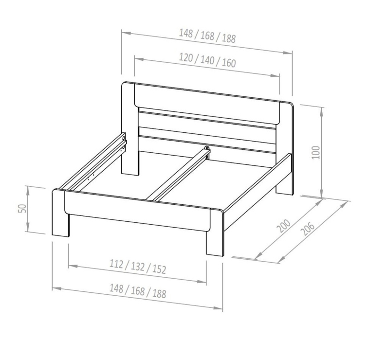 Buková zvýšená manželská postel Roma