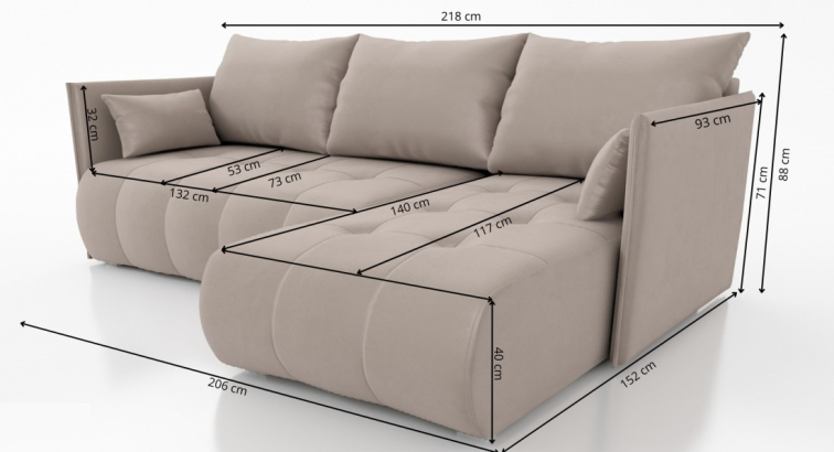 Rozkládací sedací souprava do L Nessa - Kronos 09