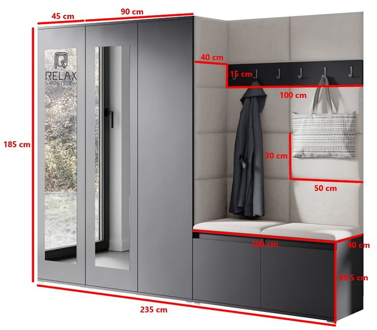 Předsíňová stěna Emi 15 - grafit