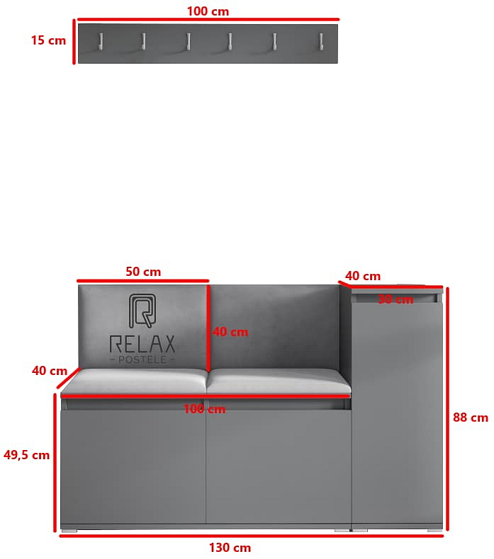 Předsíňová stěna Emi 25 - grafit