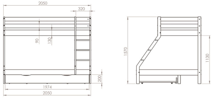 Patrová postel pro 3 Mike - bílá