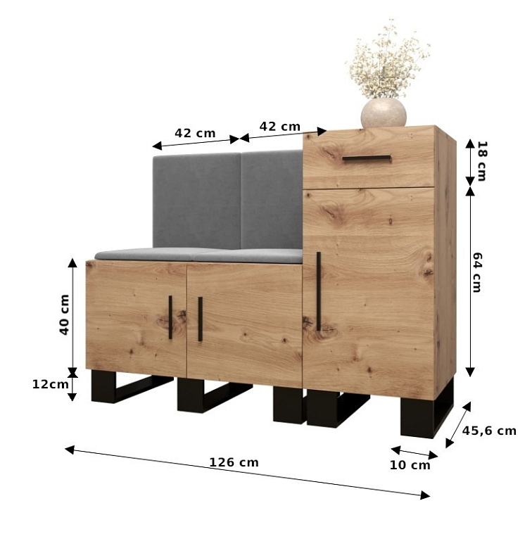 Botník s komodou Artin 18 - dub Artisan