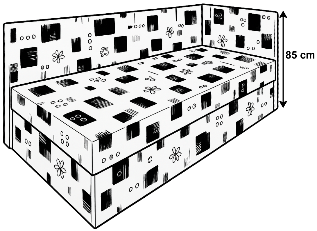 Zvýšená válenda David s úložným prostorem - mikroplyš