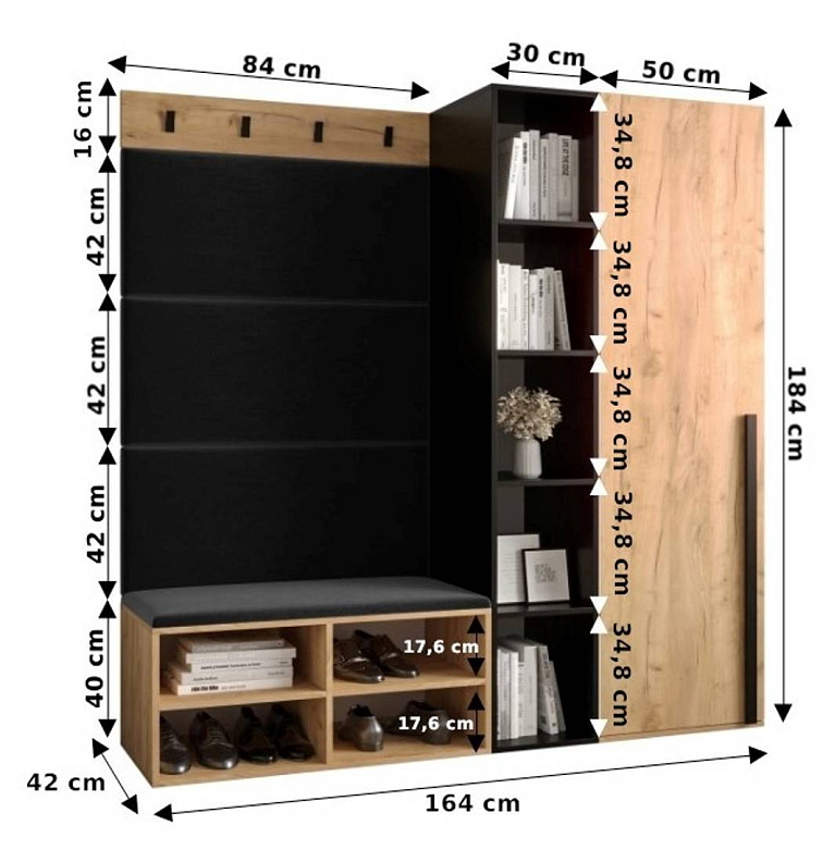 Předsíňová stěna Miro 1 - dub Craft