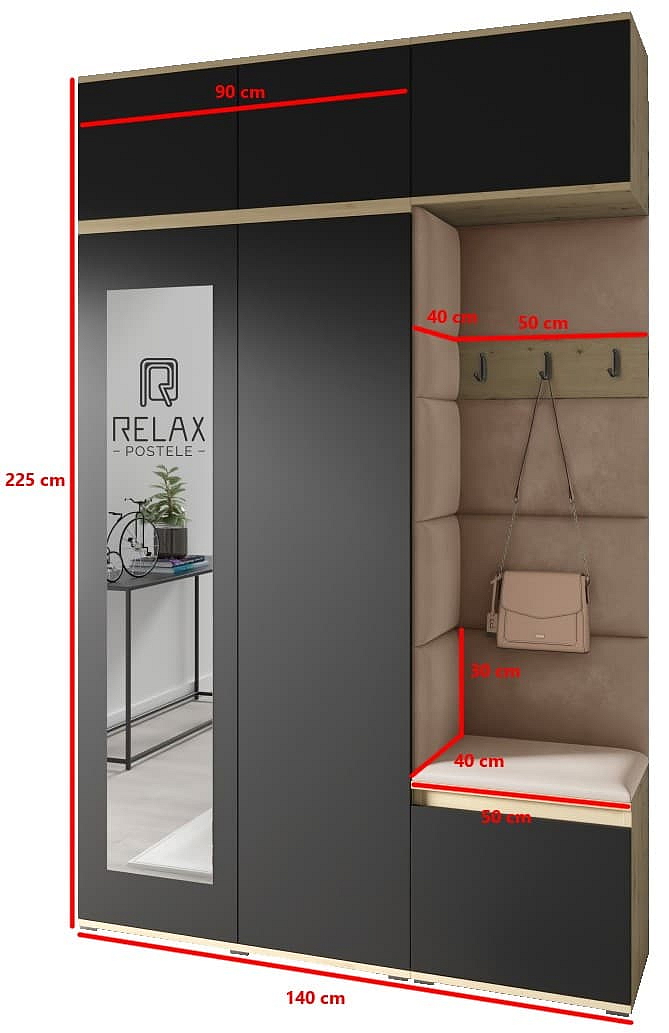 Předsíňová stěna Emi 18 - dub/černá