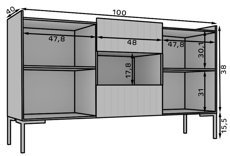 Komoda 2D2S Larista - Černá/dub Artisan