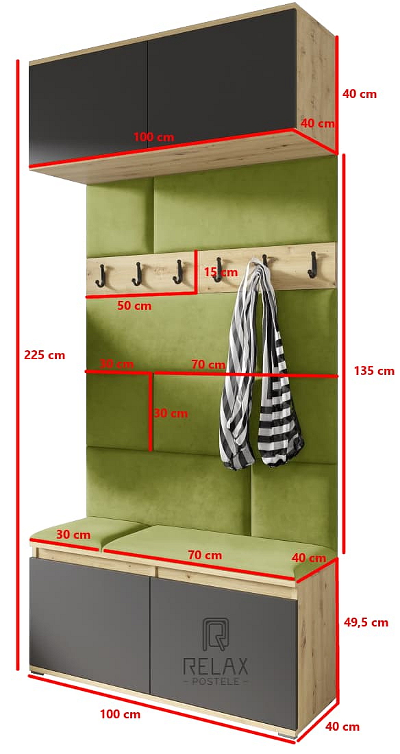 Předsíňová stěna Emi 23 - dub/černá