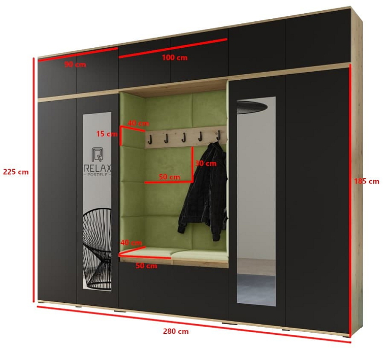 Předsíňová stěna Emi 17 - dub/černá