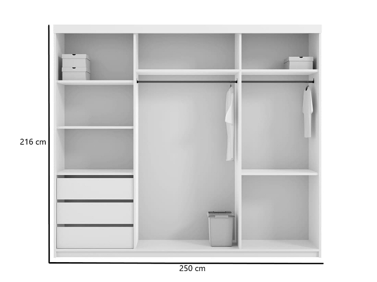 Šatní skříň s posuvnými dveřmi 250 cm - Rumba