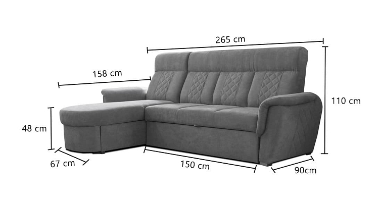 Rozkládací sedací souprava do L Boston - modrá