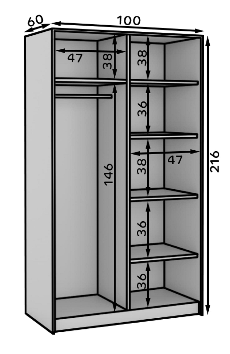 Šatní skříň s posuvnými dveřmi Karien - 100 cm