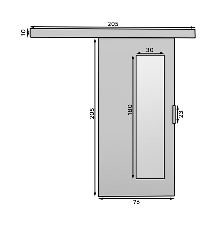 Posuvné dveře se zrcadlem Malta - 76 cm