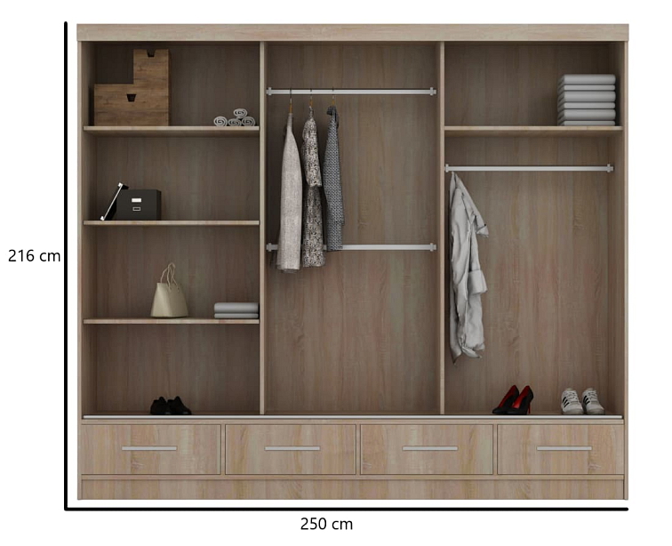 Šatní skříň s posuvnými dveřmi 250 cm - Margo