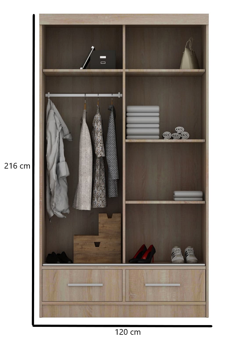Šatní skříň s posuvnými dveřmi 120 cm - Milena