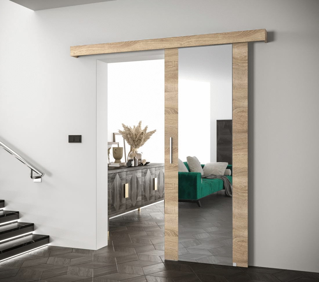 Posuvné dveře se zrcadlem Salwador II 90 cm - dub Sonoma